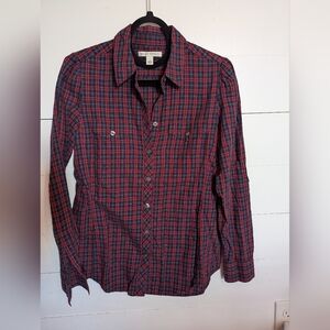 Banana Republic Women's Red Plaid Long Sleeve Shirt. Size S